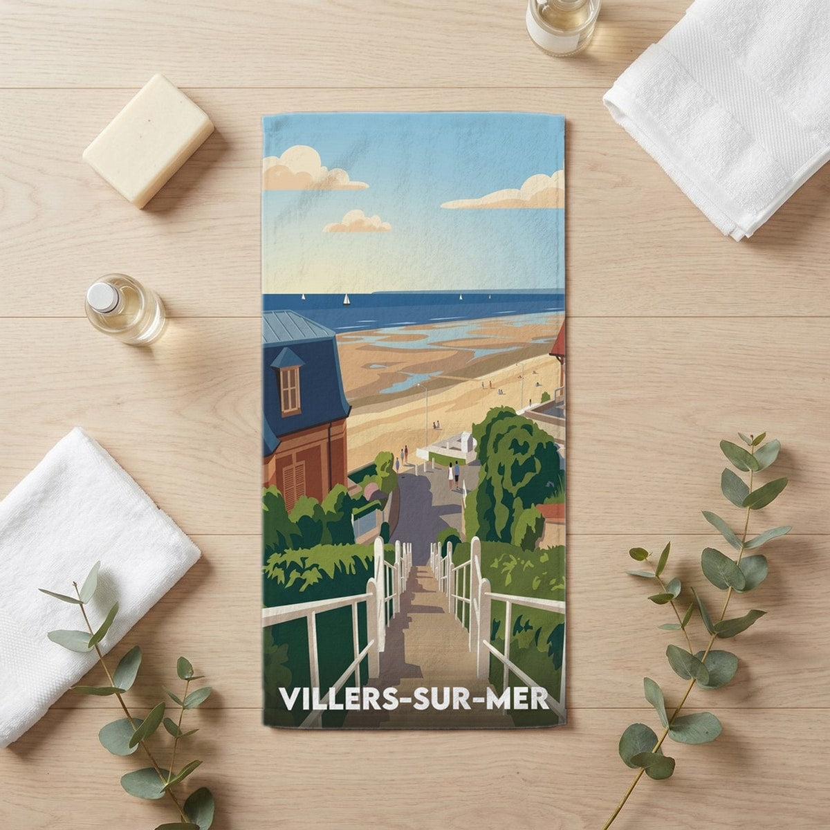 Serviette de bain 30 cm x 60 cm souvenir de Villers-sur-Mer
