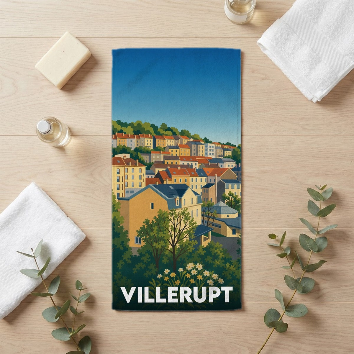 Serviette de bain 30 cm x 60 cm souvenir de Villerupt