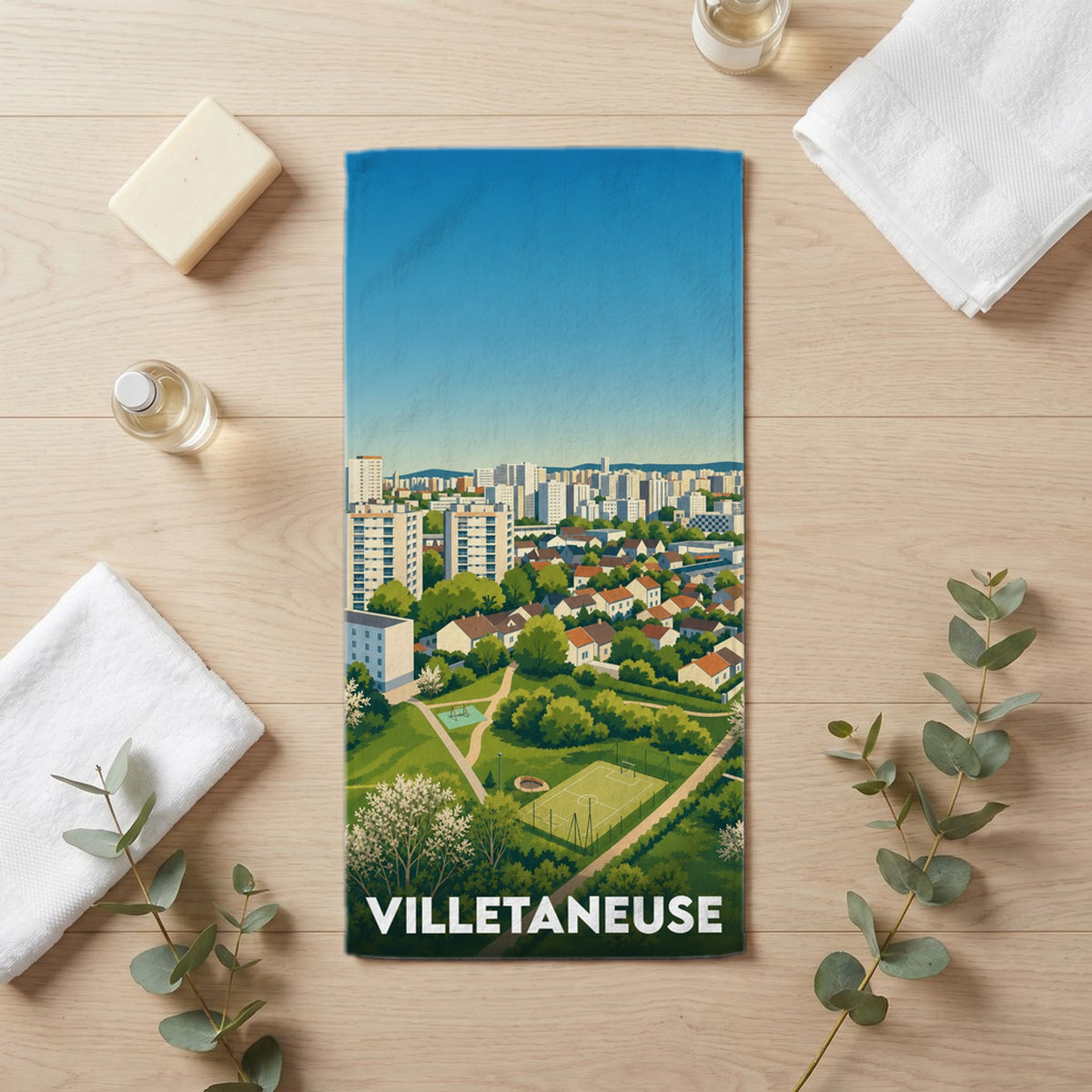 Serviette de bain 30 cm x 60 cm souvenir de Villetaneuse