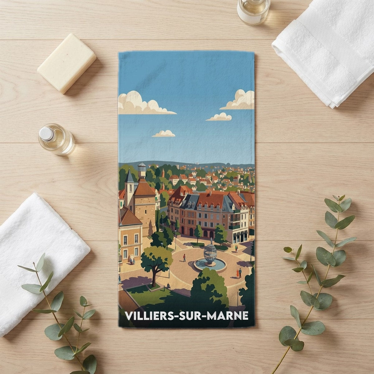 Serviette de bain 30 cm x 60 cm souvenir de Villiers-sur-Marne