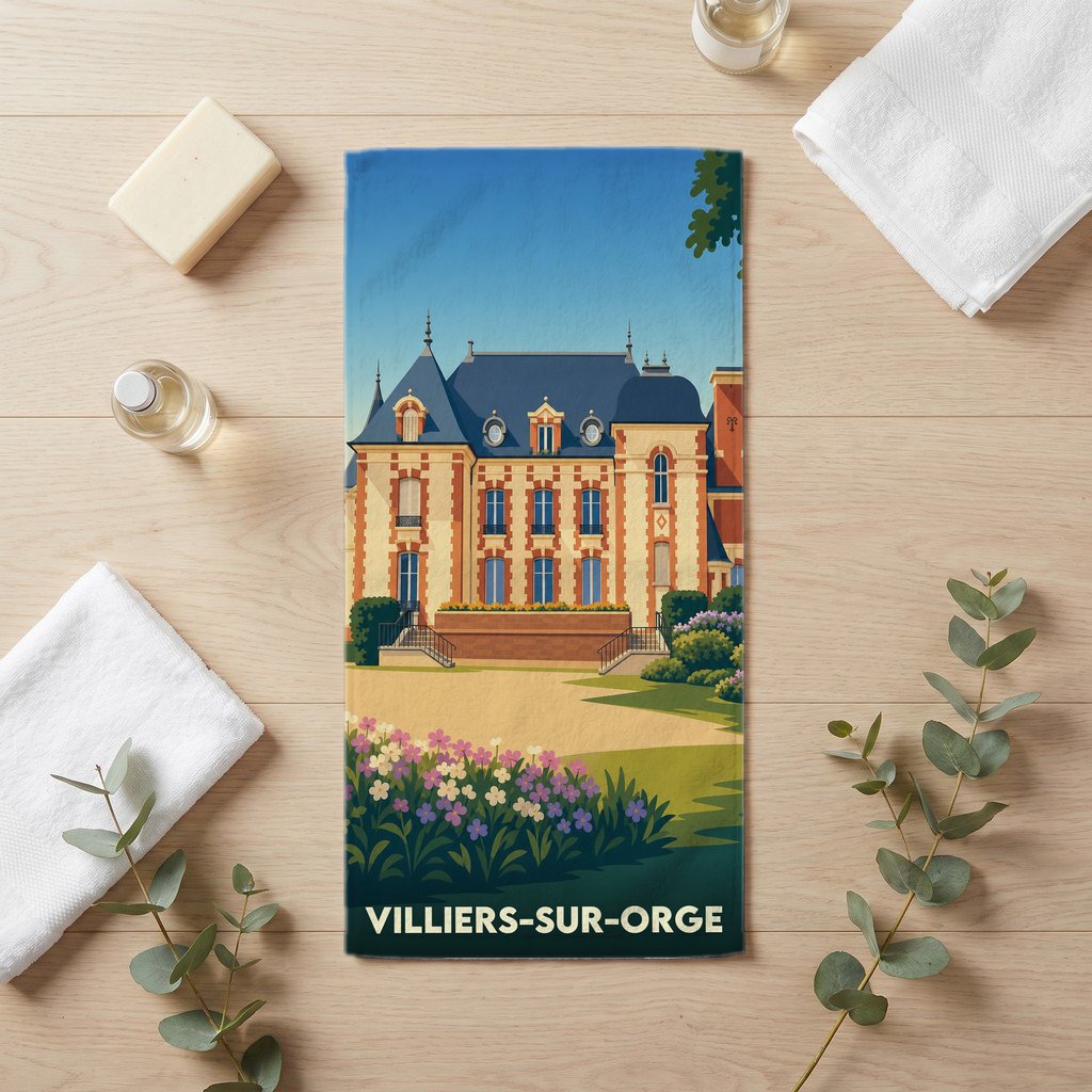 Serviette de bain 30 cm x 60 cm souvenir de Villiers-sur-Orge