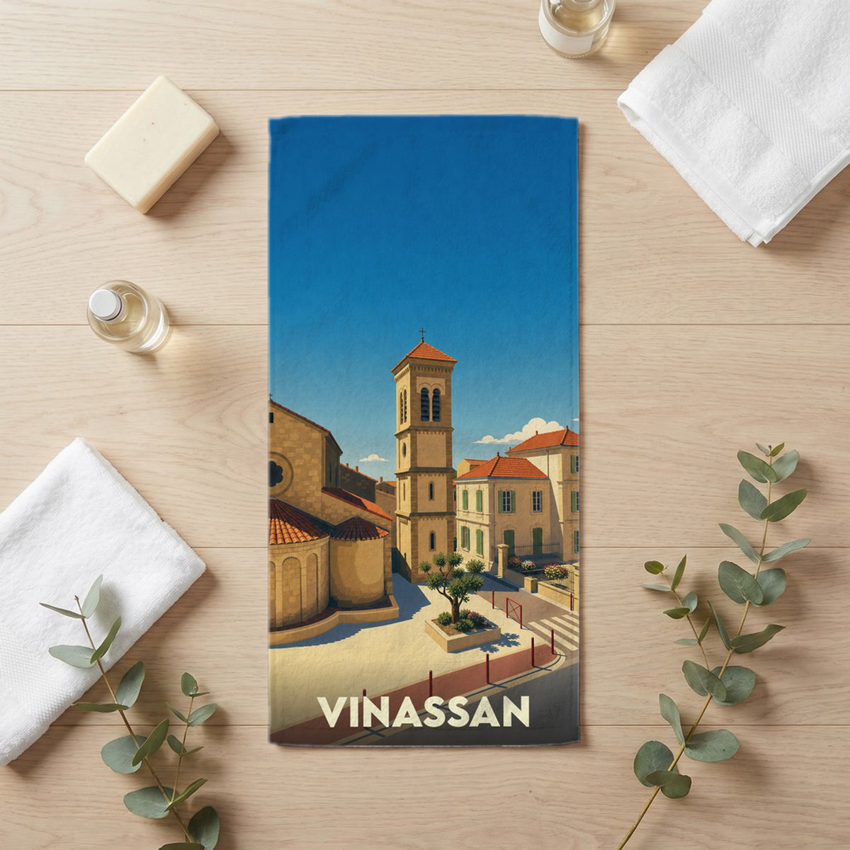 Serviette de bain 30 cm x 60 cm souvenir de Vinassan