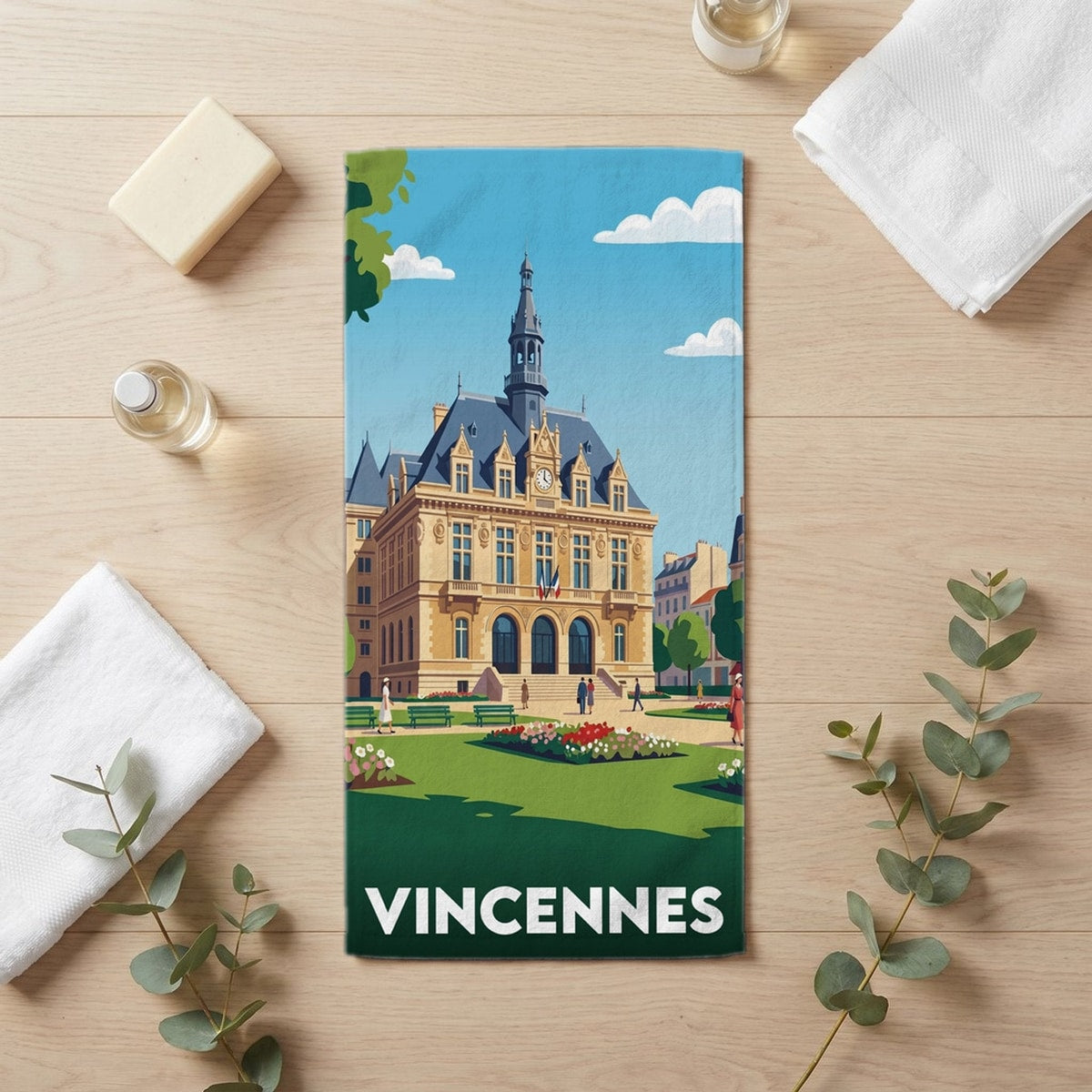 Serviette de bain 30 cm x 60 cm souvenir de Vincennes