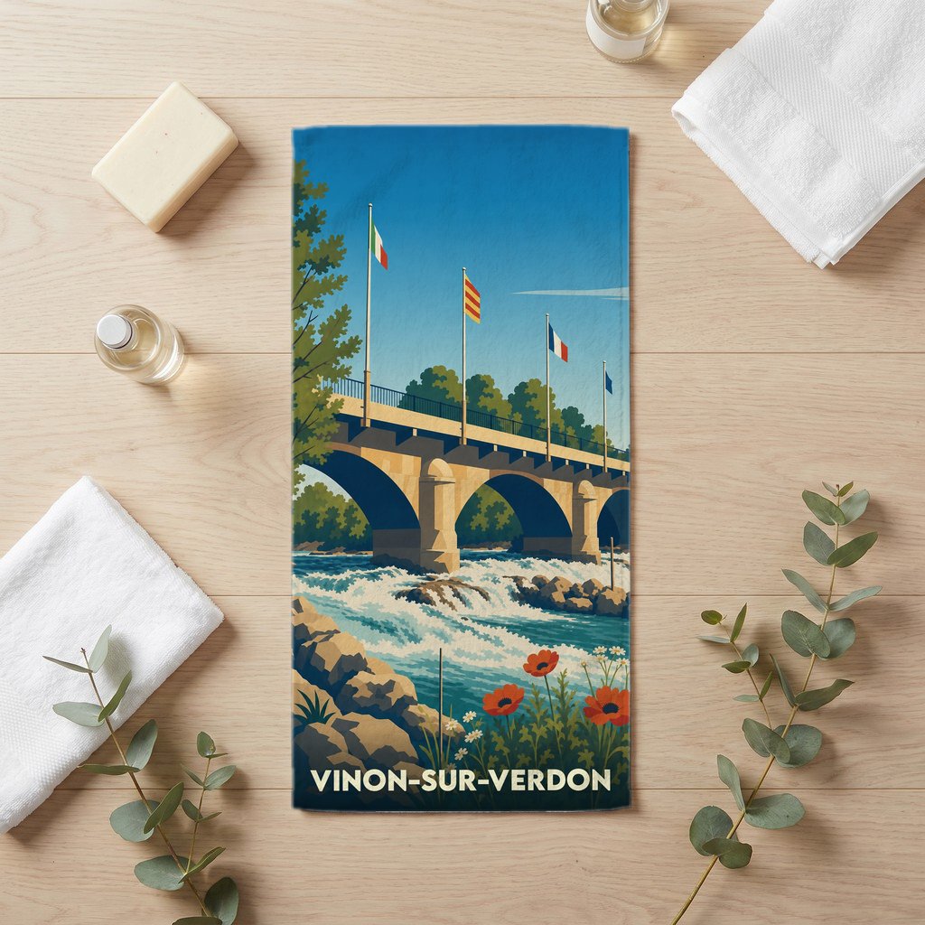 Serviette de bain 30 cm x 60 cm souvenir de Vinon-sur-Verdon