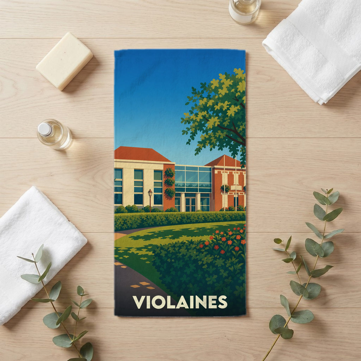 Serviette de bain 30 cm x 60 cm souvenir de Violaines