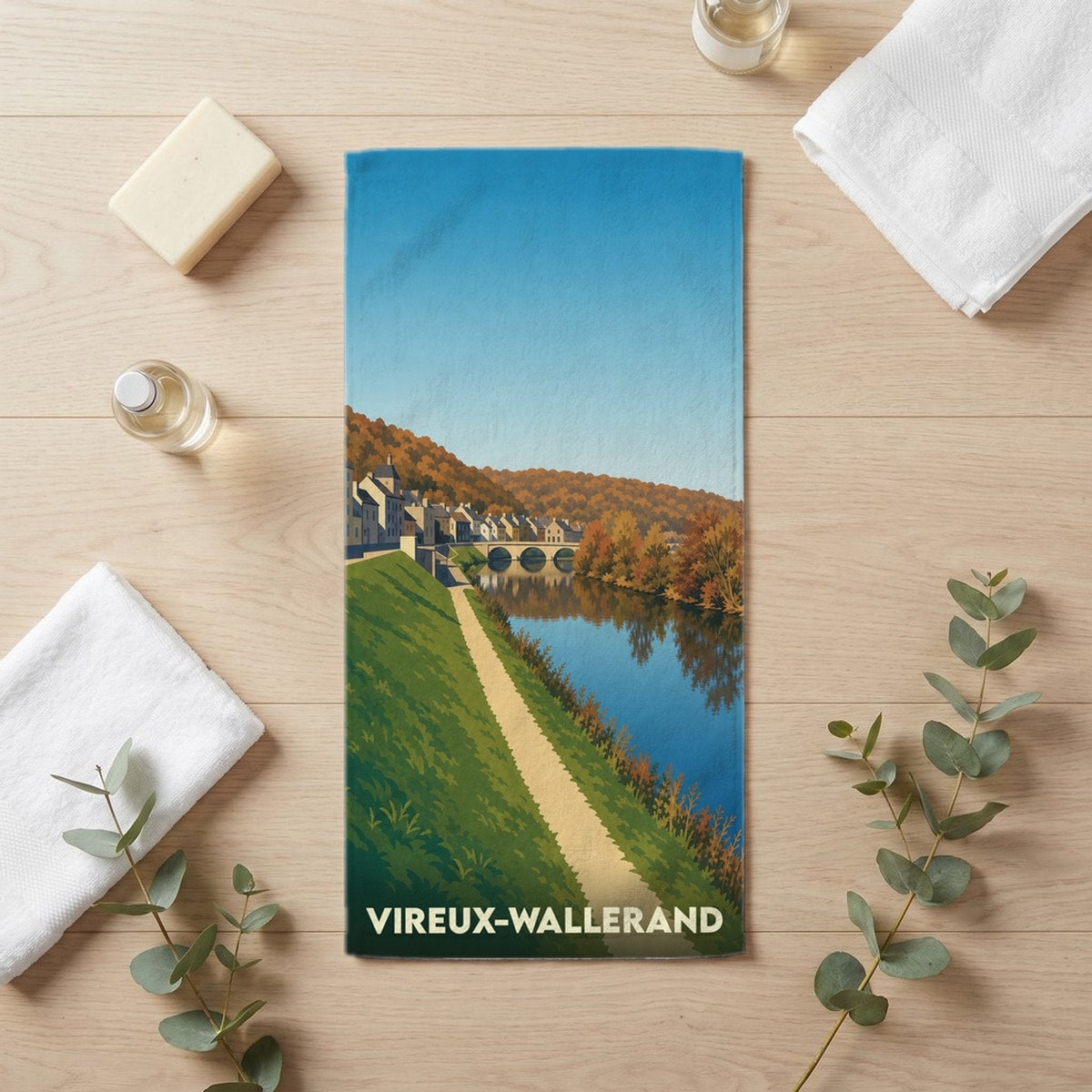 Serviette de bain 30 cm x 60 cm souvenir de Vireux-Wallerand