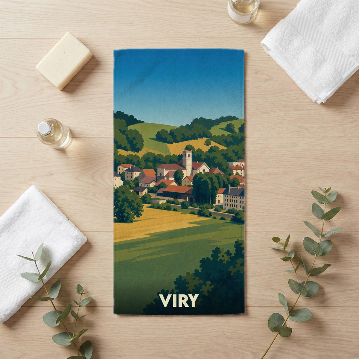 Serviette de bain 30 cm x 60 cm souvenir de Viry