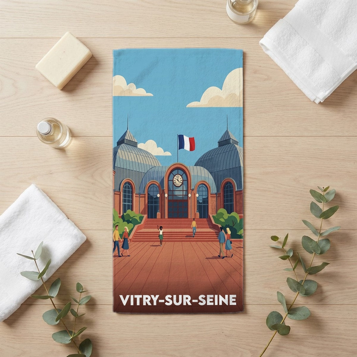 Serviette de bain 30 cm x 60 cm souvenir de Vitry-sur-Seine
