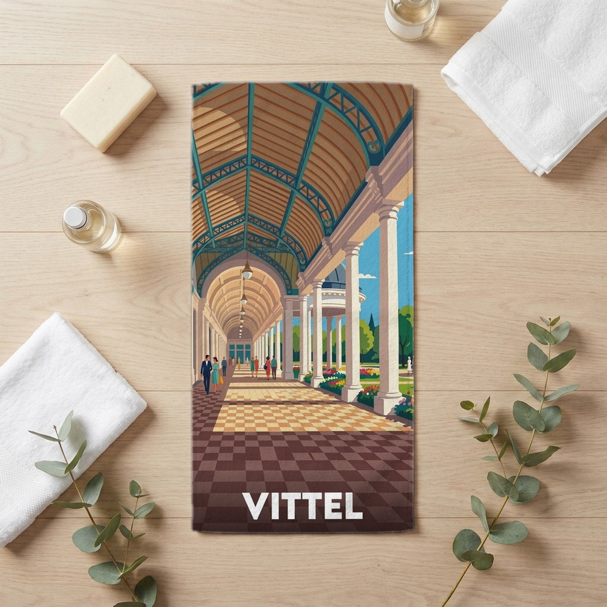 Serviette de bain 30 cm x 60 cm souvenir de Vittel