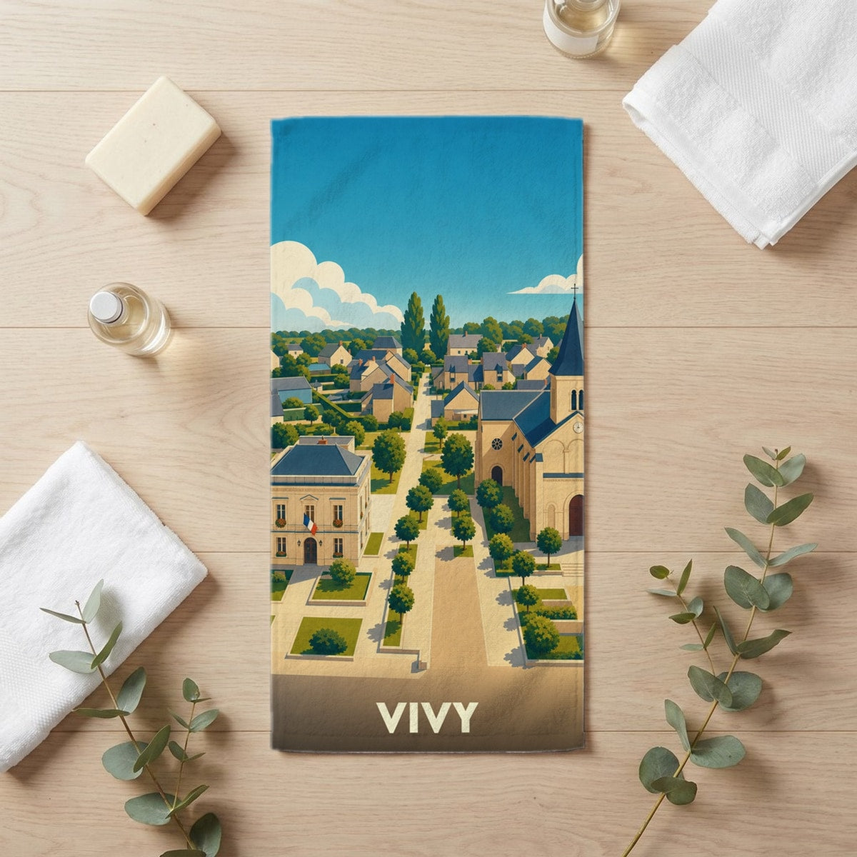 Serviette de bain 30 cm x 60 cm souvenir de Vivy