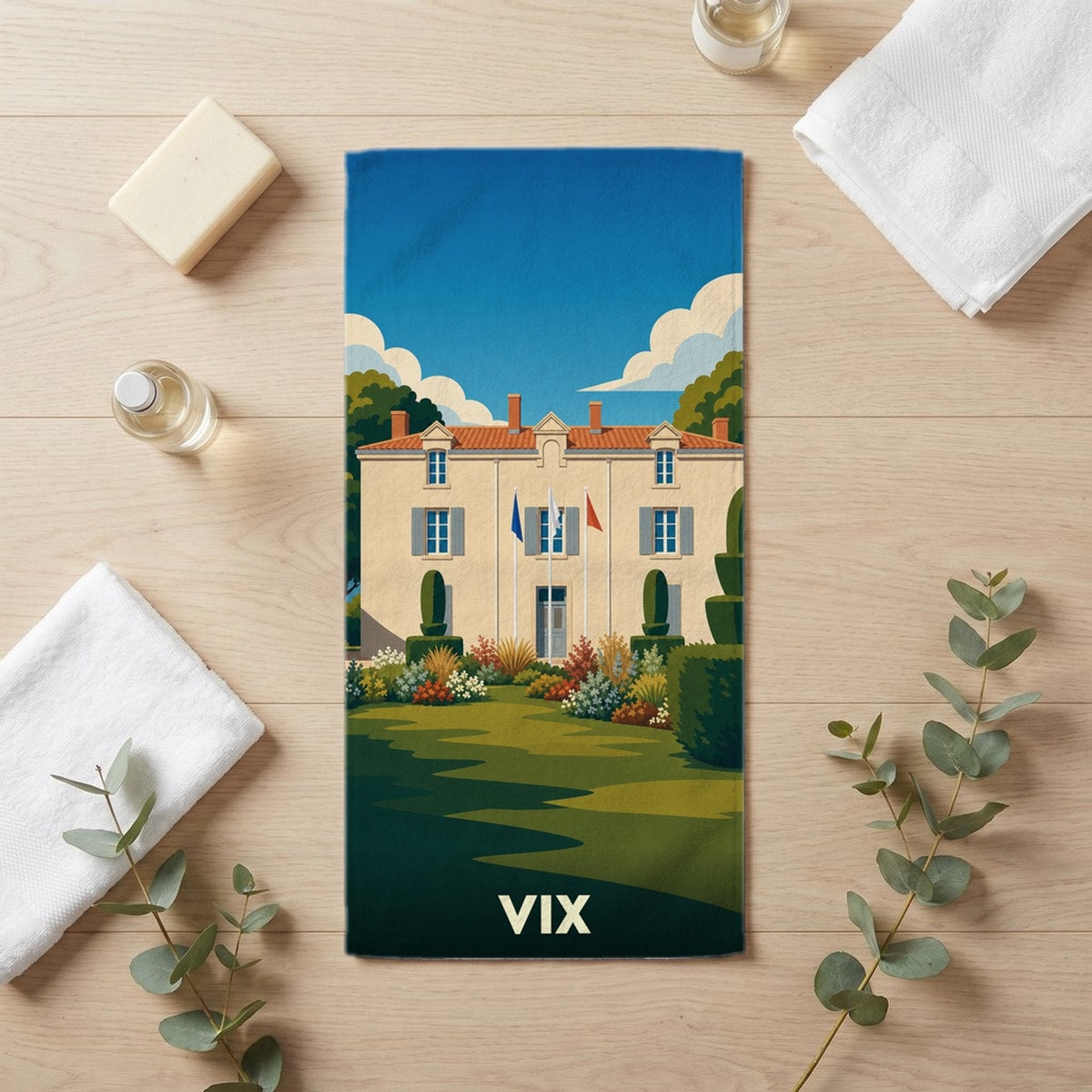 Serviette de bain 30 cm x 60 cm souvenir de Vix