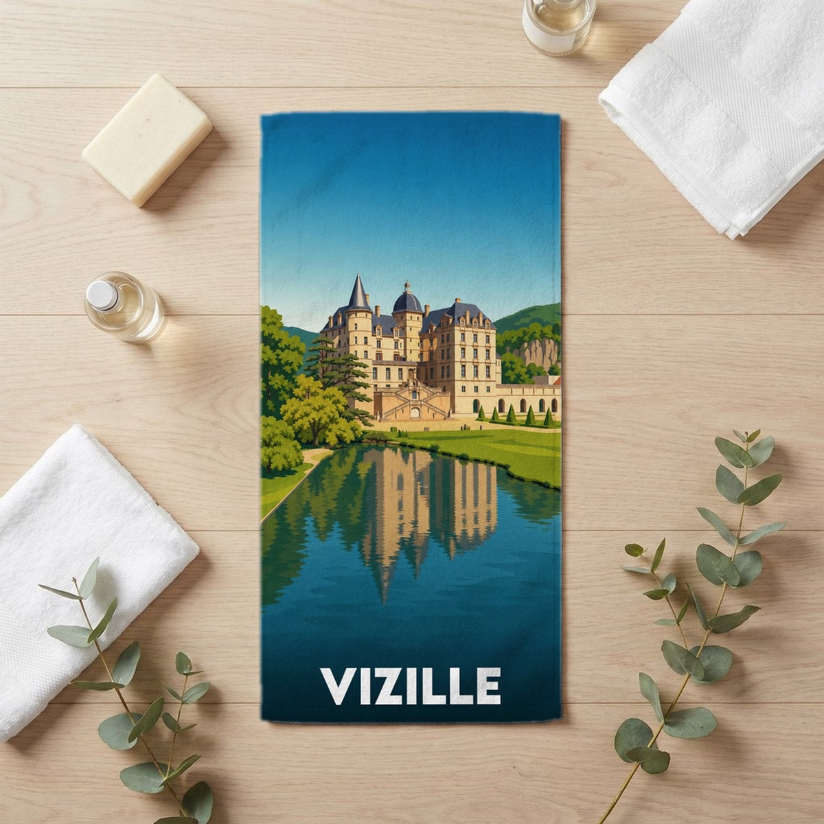 Serviette de bain 30 cm x 60 cm souvenir de Vizille