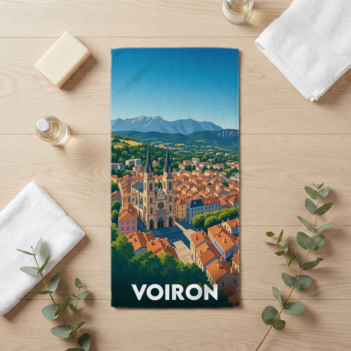 Serviette de bain 30 cm x 60 cm souvenir de Voiron