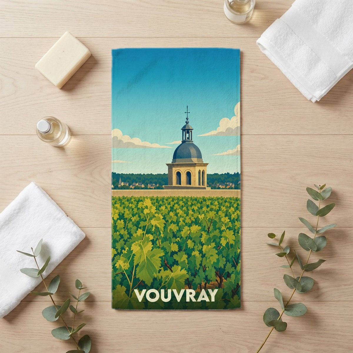 Serviette de bain 30 cm x 60 cm souvenir de Vouvray