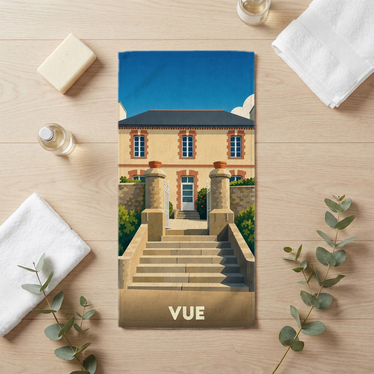 Serviette de bain 30 cm x 60 cm souvenir de Vue