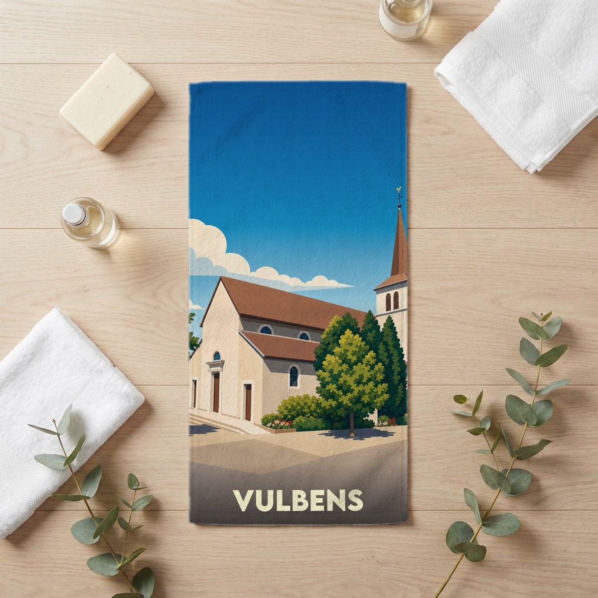 Serviette de bain 30 cm x 60 cm souvenir de Vulbens