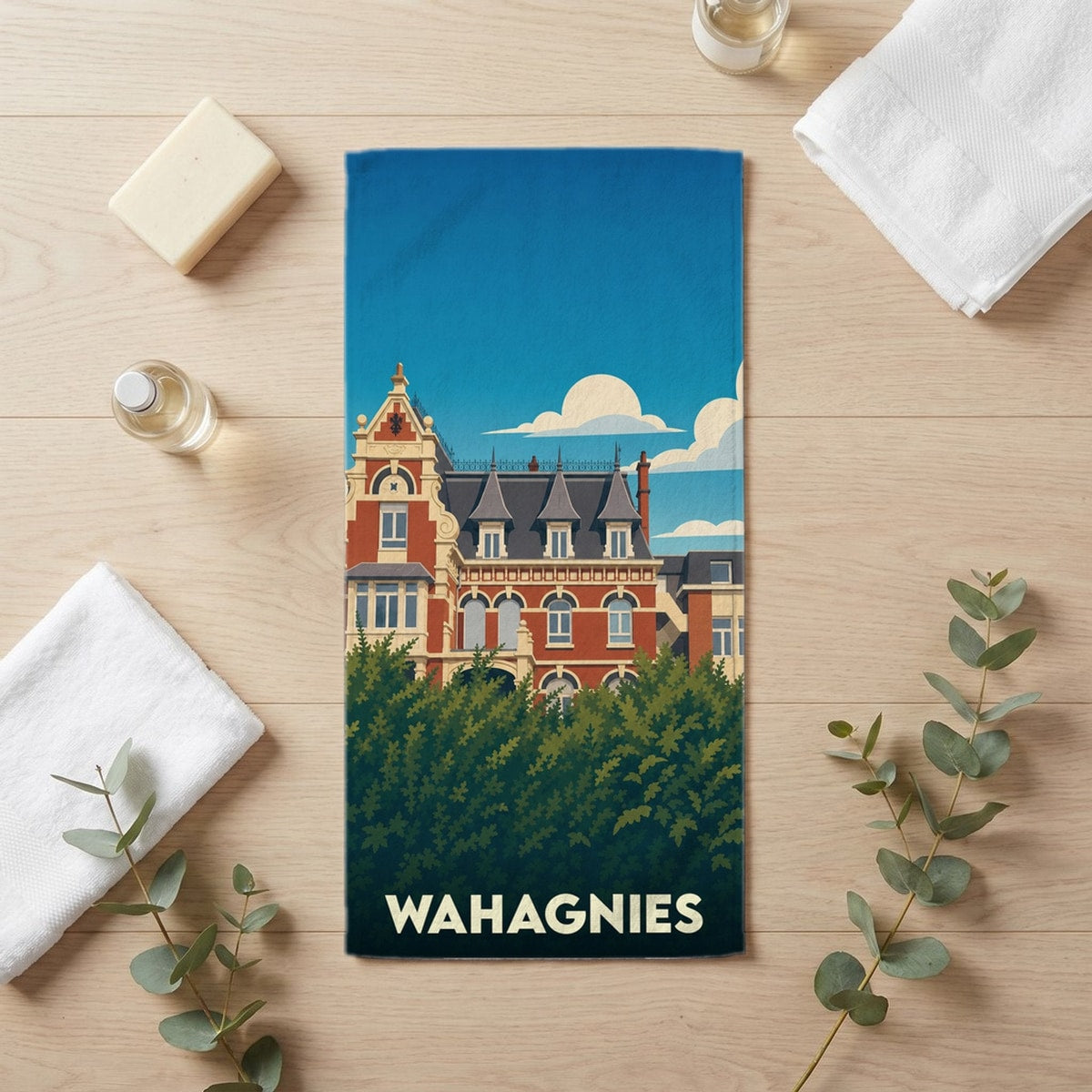 Serviette de bain 30 cm x 60 cm souvenir de Wahagnies