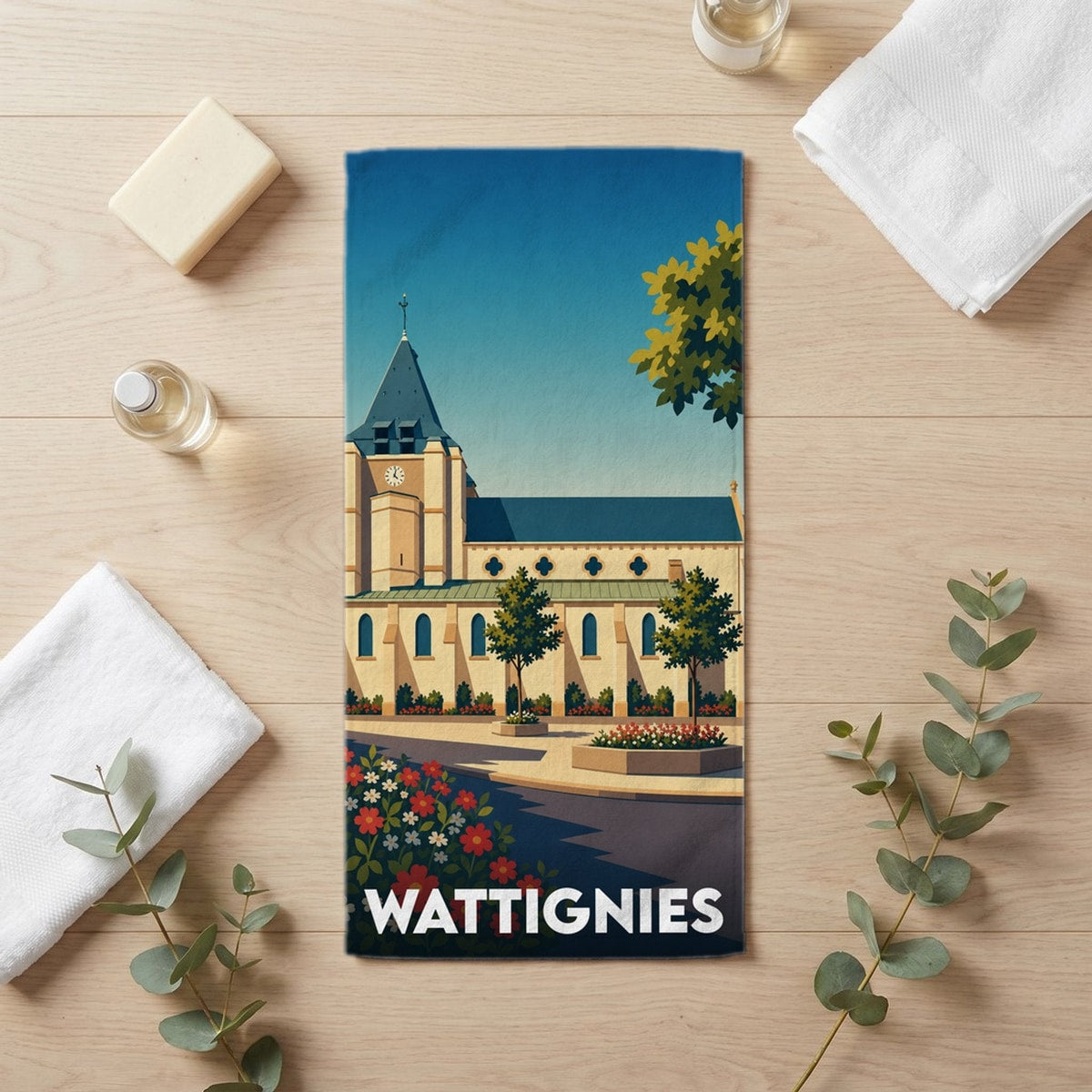 Serviette de bain 30 cm x 60 cm souvenir de Wattignies