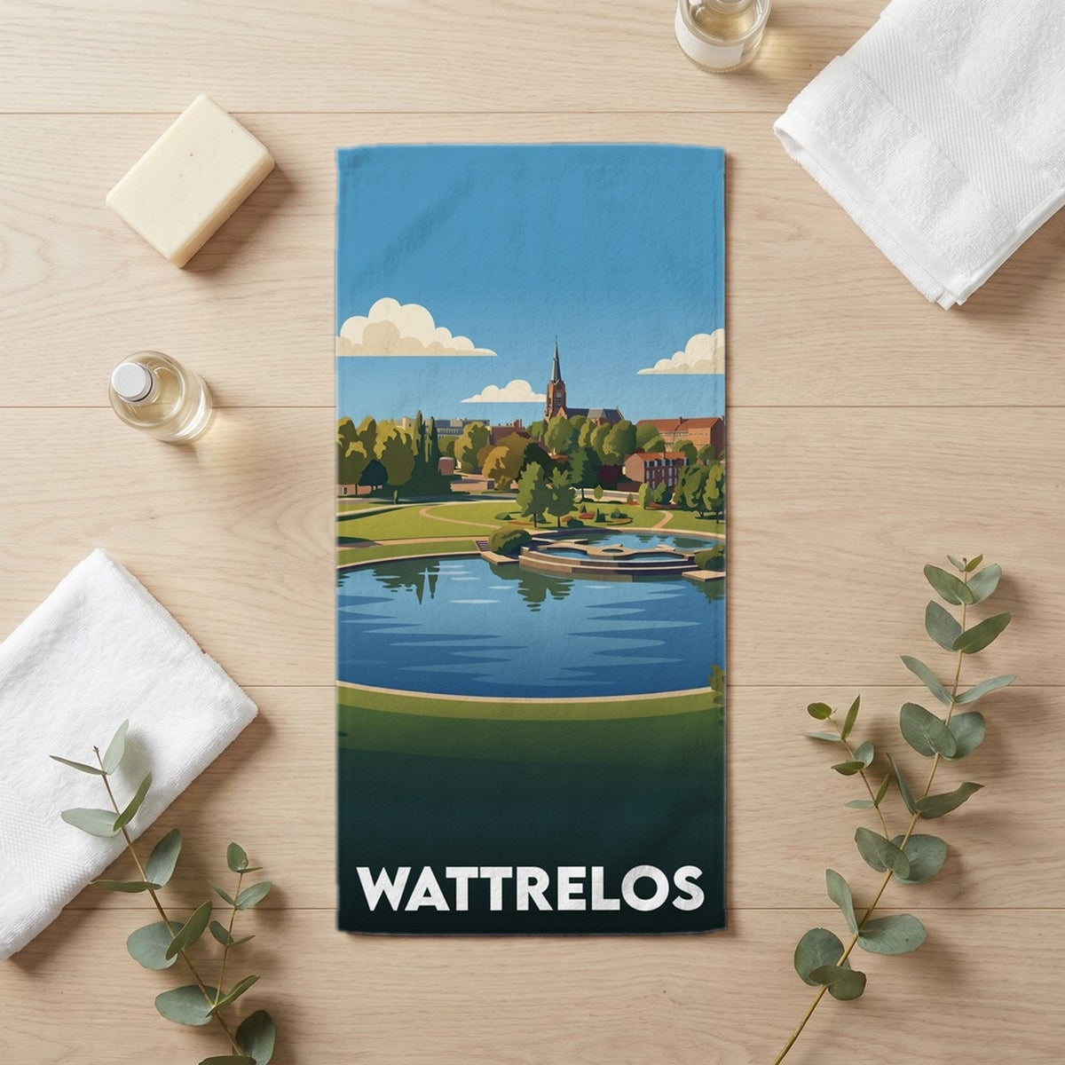 Serviette de bain 30 cm x 60 cm souvenir de Wattrelos