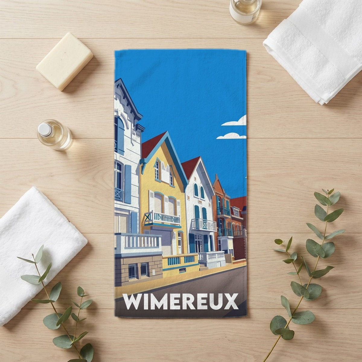 Serviette de bain 30 cm x 60 cm souvenir de Wimereux