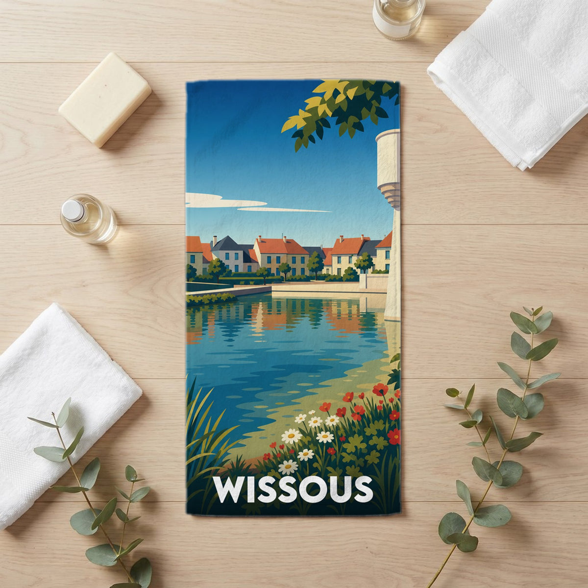 Serviette de bain 30 cm x 60 cm souvenir de Wissous