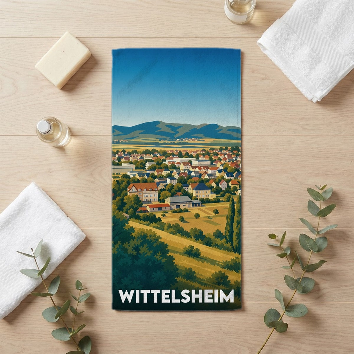Serviette de bain 30 cm x 60 cm souvenir de Wittelsheim