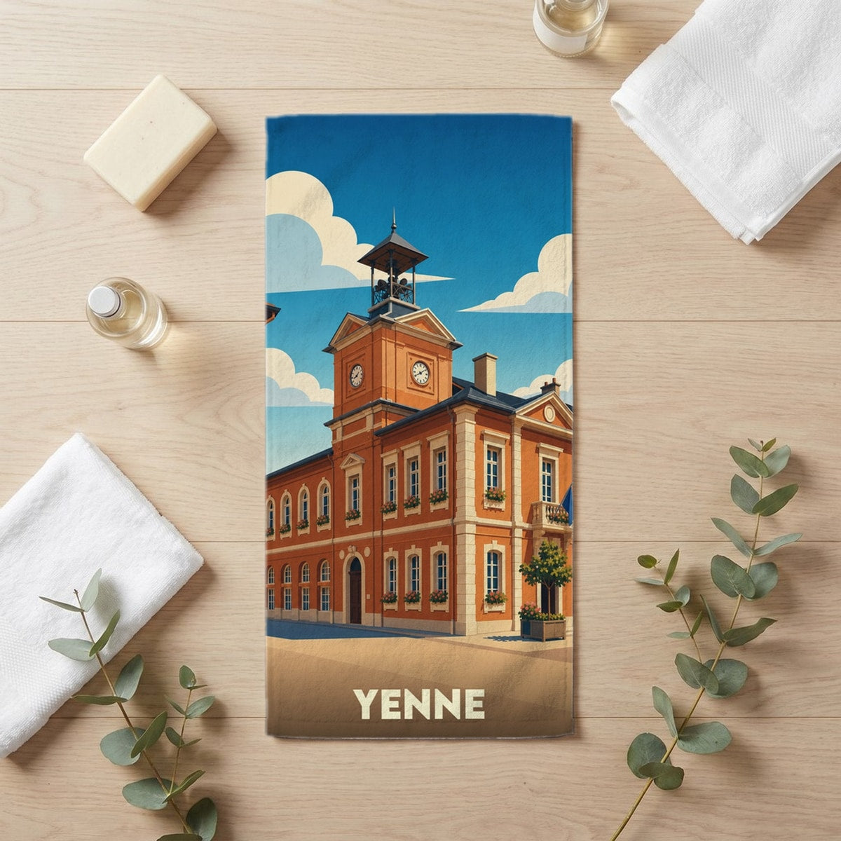 Serviette de bain 30 cm x 60 cm souvenir de Yenne
