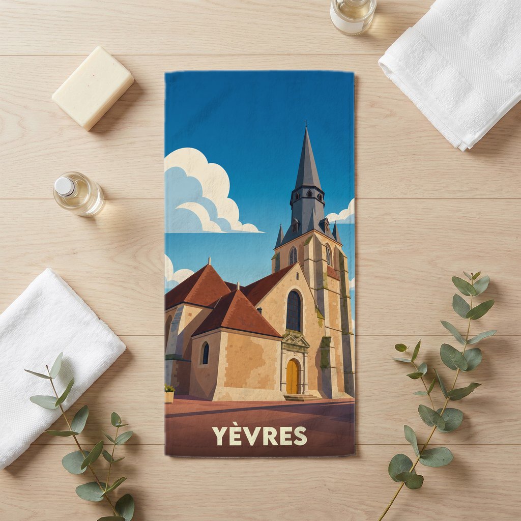 Serviette de bain 30 cm x 60 cm souvenir de Yèvres
