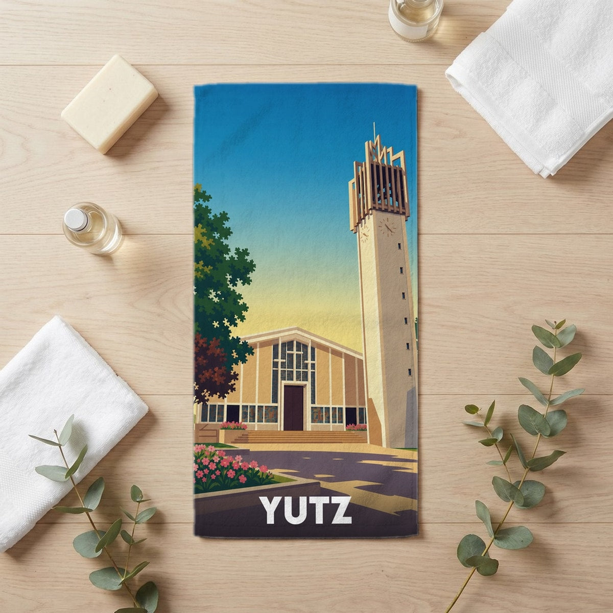 Serviette de bain 30 cm x 60 cm souvenir de Yutz