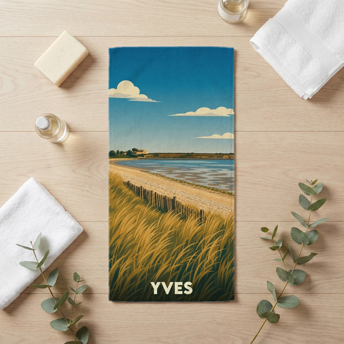 Serviette de bain 30 cm x 60 cm souvenir de Yves