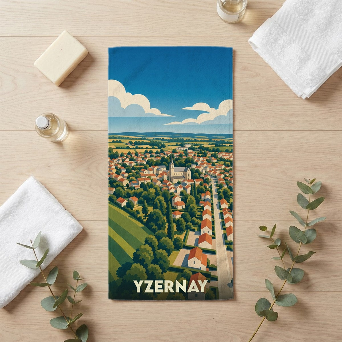 Serviette de bain 30 cm x 60 cm souvenir de Yzernay