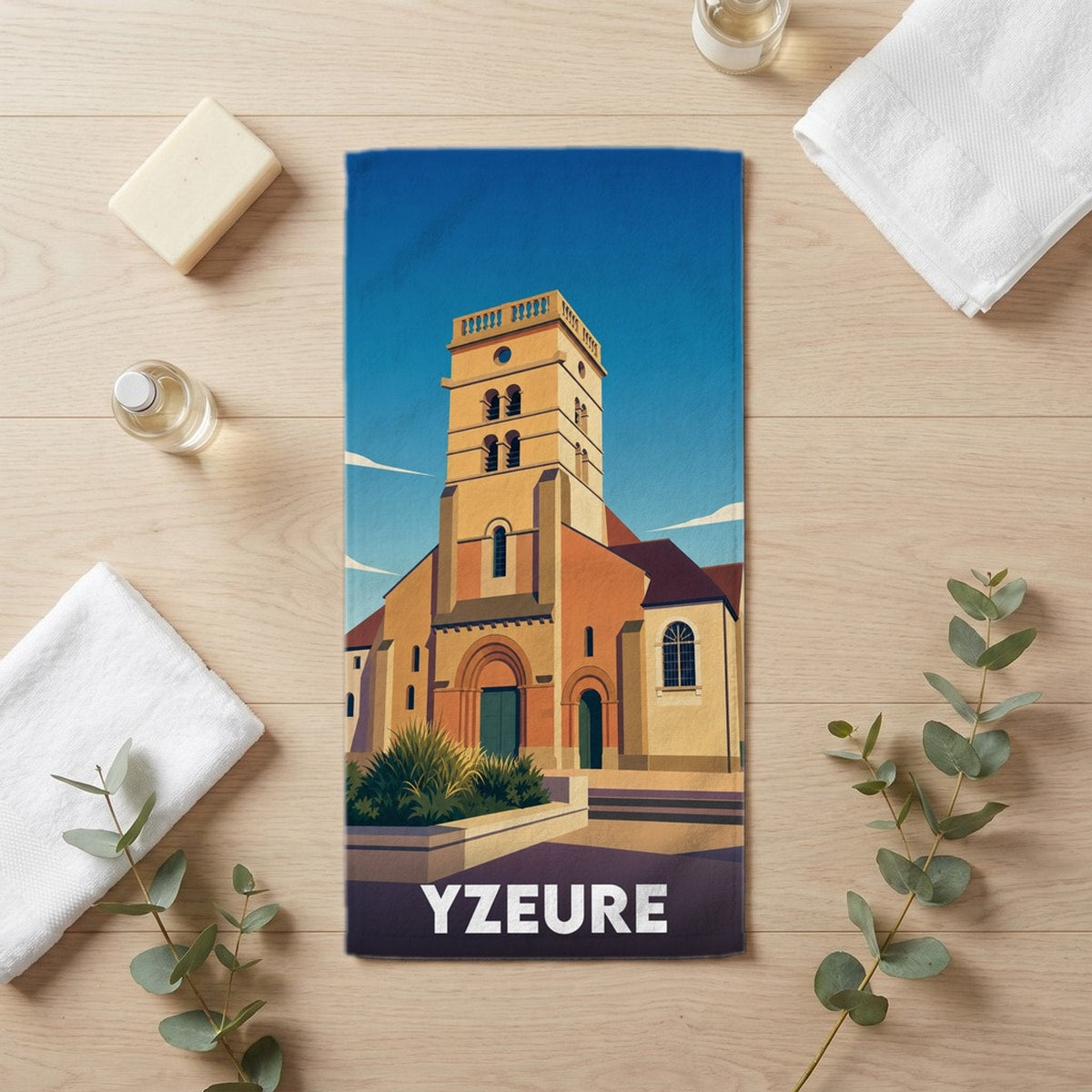 Serviette de bain 30 cm x 60 cm souvenir de Yzeure