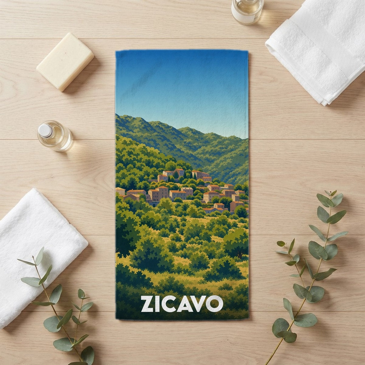 Serviette de bain 30 cm x 60 cm souvenir de Zicavo
