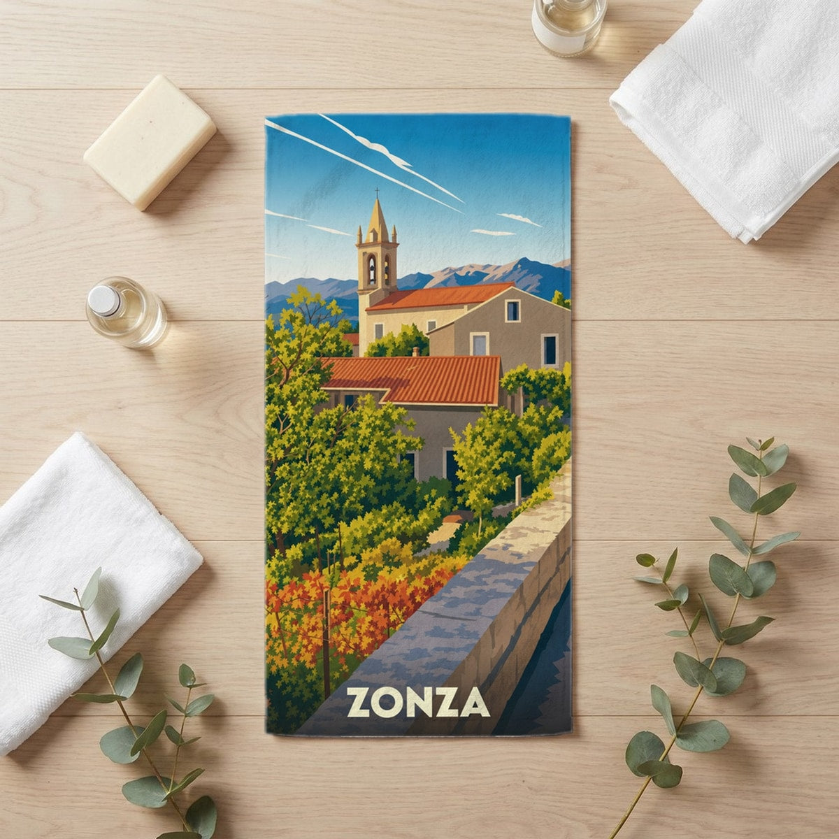 Serviette de bain 30 cm x 60 cm souvenir de Zonza