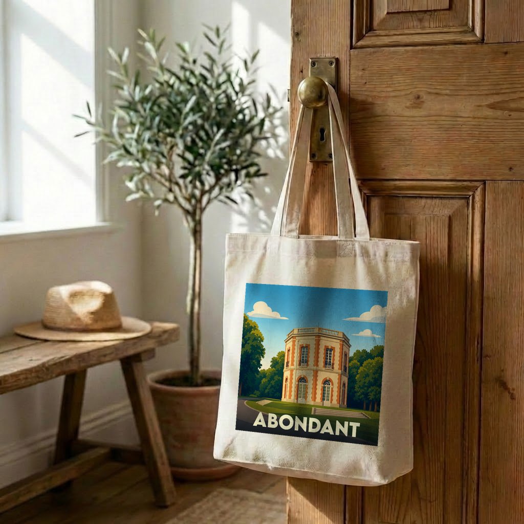 Tote bag souvenir de la ville d'Abondant avec une illustration stylisée.