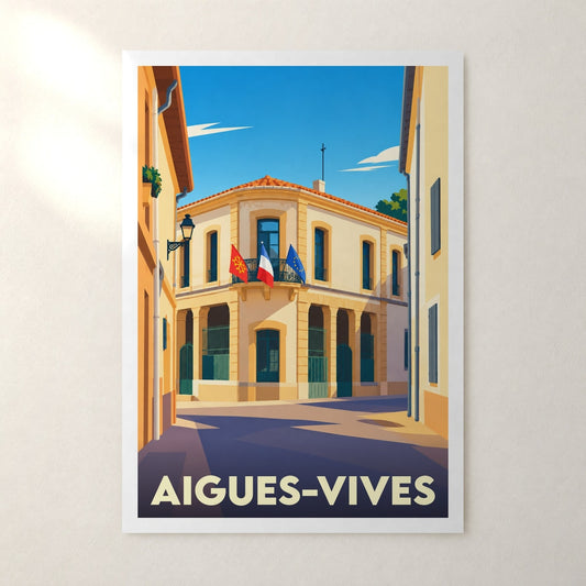 Affiche Aigues-Vives (Hérault) – sans cadre, accrochée au mur