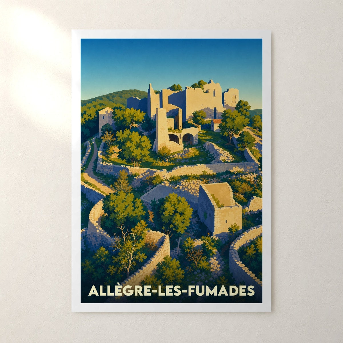 Affiche Allègre-les-Fumades – sans cadre, accrochée au mur