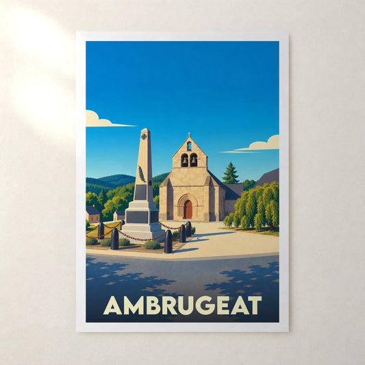 Affiche Ambrugeat – sans cadre, accrochée au mur