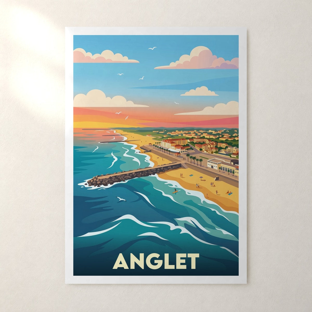 Affiche Anglet – sans cadre, accrochée au mur