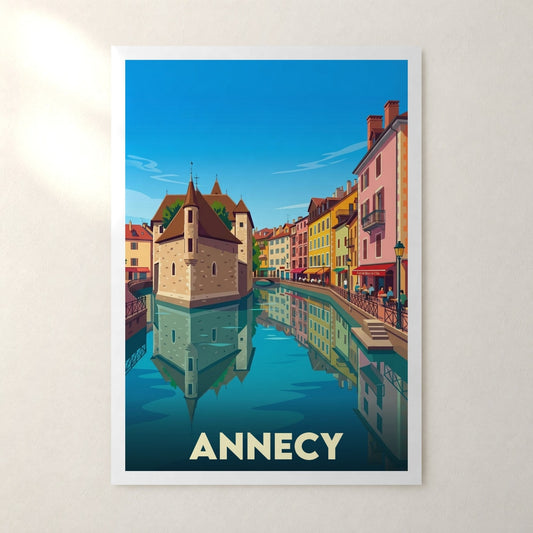 Affiche Annecy – sans cadre, accrochée au mur