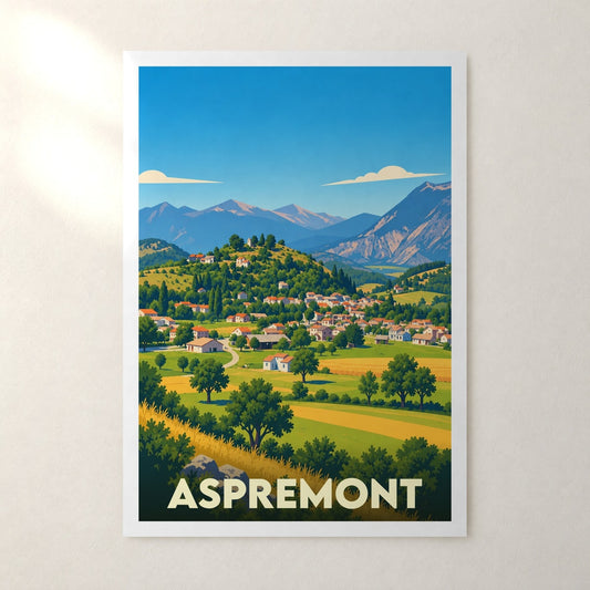 Affiche Aspremont (Hautes-Alpes) – sans cadre, accrochée au mur