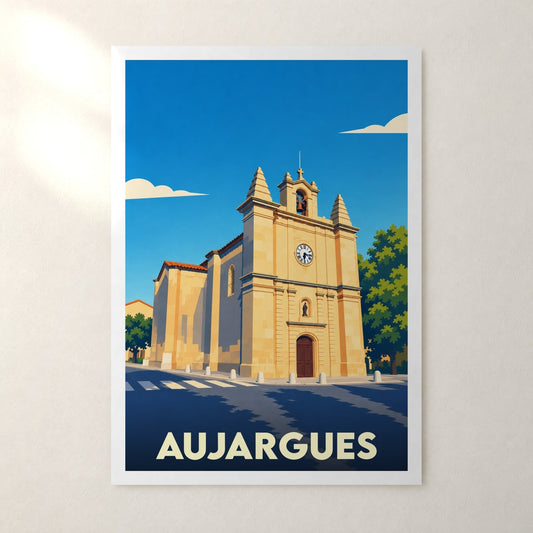 Affiche Aujargues – sans cadre, accrochée au mur