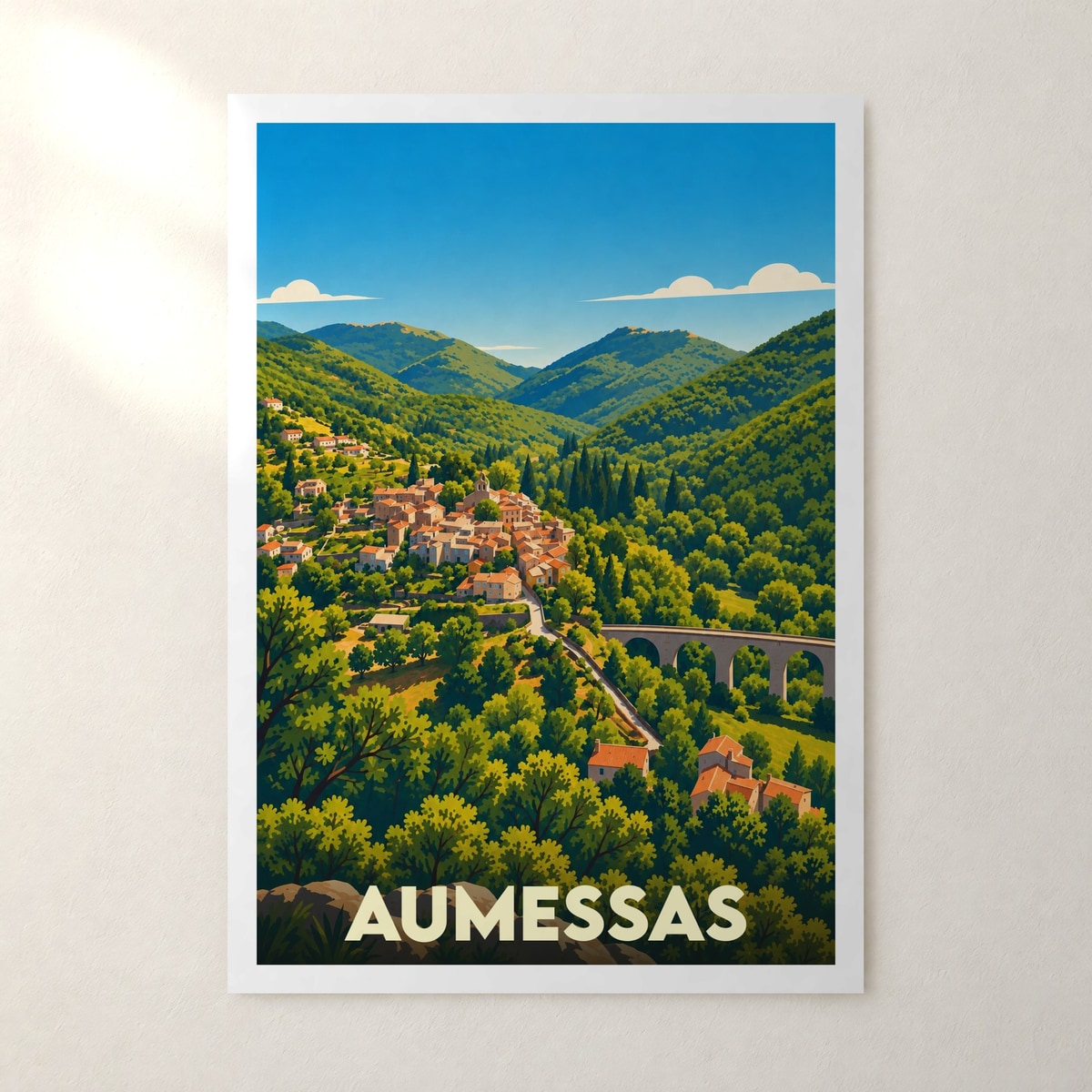 Affiche Aumessas – sans cadre, accrochée au mur