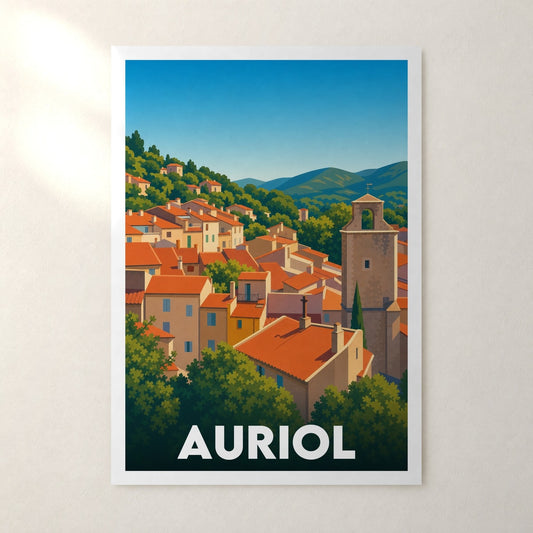 Affiche Auriol – sans cadre, accrochée au mur