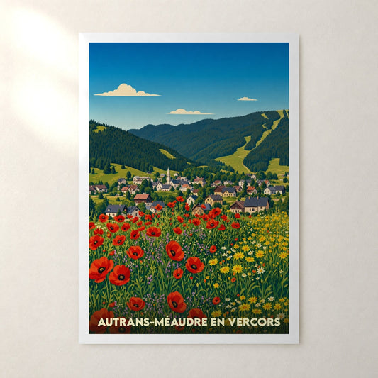 Affiche Autrans-Méaudre en Vercors – sans cadre, accrochée au mur
