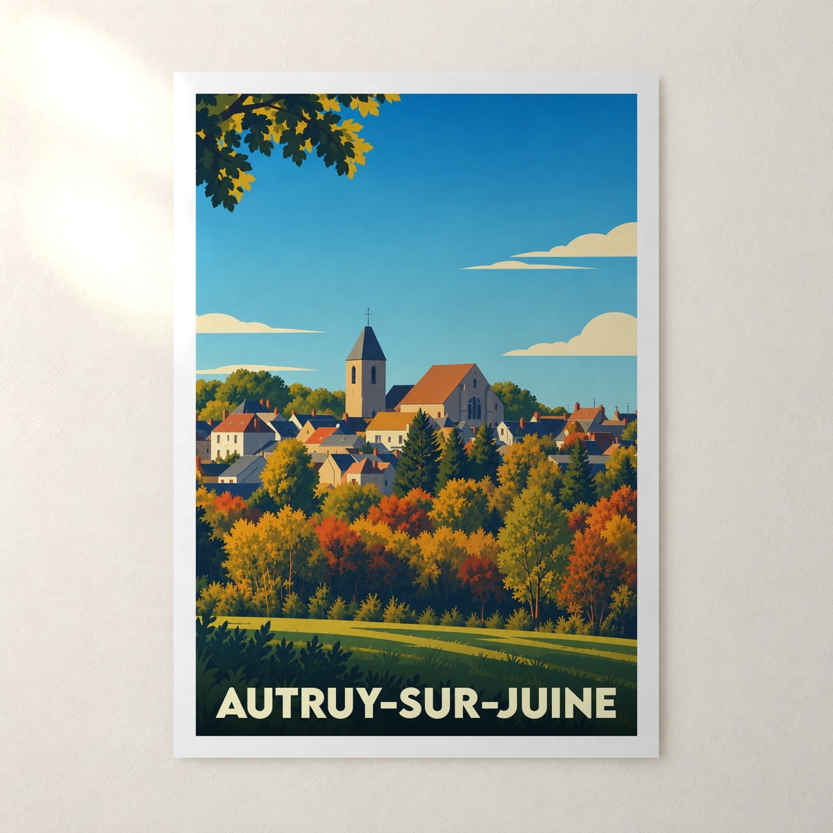 Affiche Autruy-sur-Juine – sans cadre, accrochée au mur
