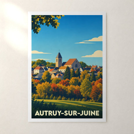 Affiche Autruy-sur-Juine – sans cadre, accrochée au mur