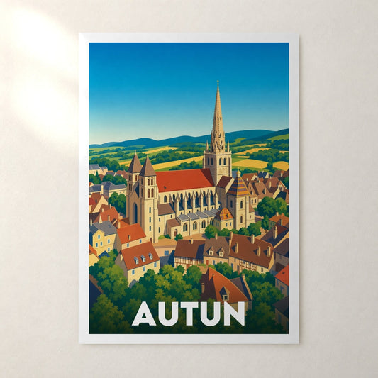 Affiche Autun – sans cadre, accrochée au mur