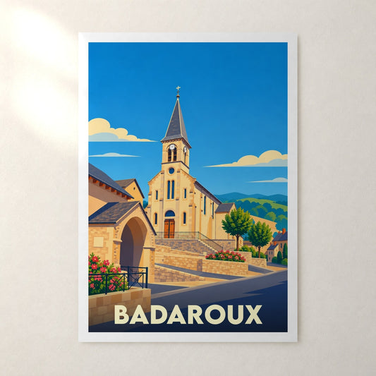 Affiche Badaroux – sans cadre, accrochée au mur