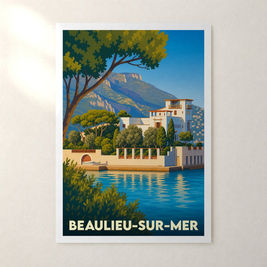 Affiche Beaulieu-sur-Mer – sans cadre, accrochée au mur